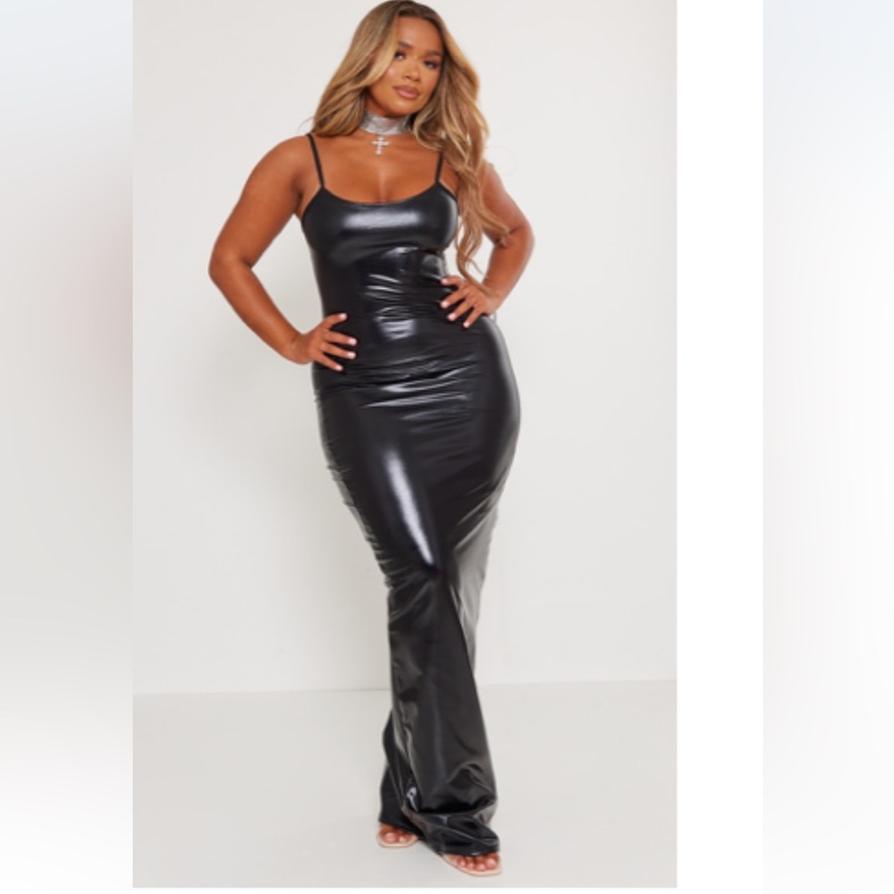 Shiny Black Maxi Dress